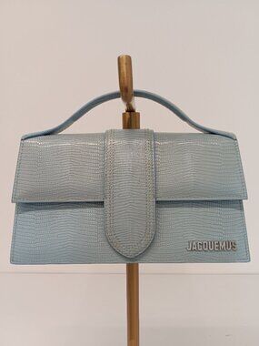 Jacquemus Women's Le Grand Bambino Lizard Embossed Shoulder Bag - Turquoise